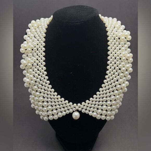 Pearl Collar Bride Mother Statement RBG Necklace Choker Cosplay Wedding Party - Picture 5 of 10